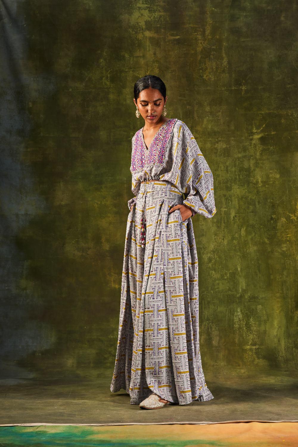 V Neck Top With Wide Leg Pleated Pants