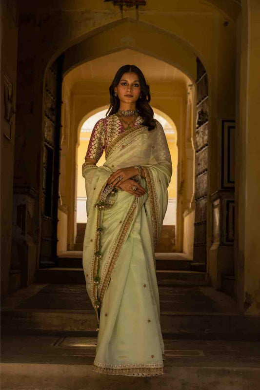 Mint Organza Silk Saree
