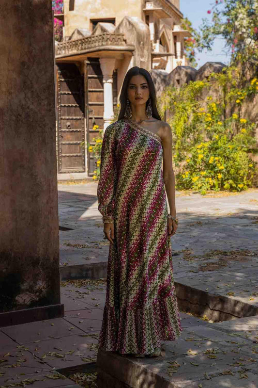 Printed One Shoulder Dress