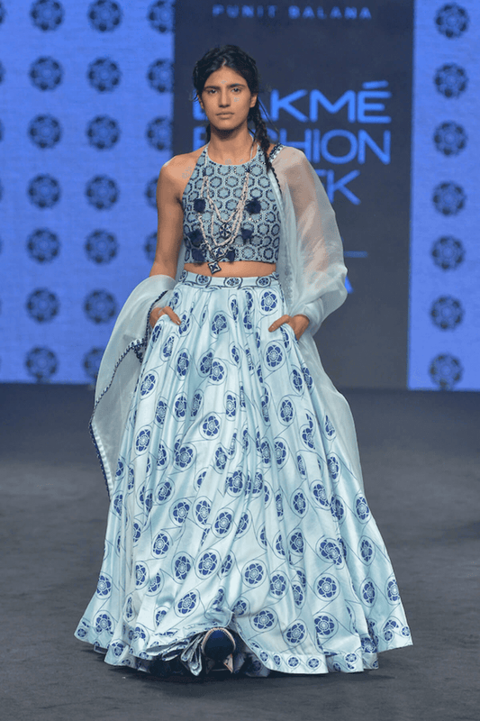 Embroidered Top With Printed Skirt & Dupatta