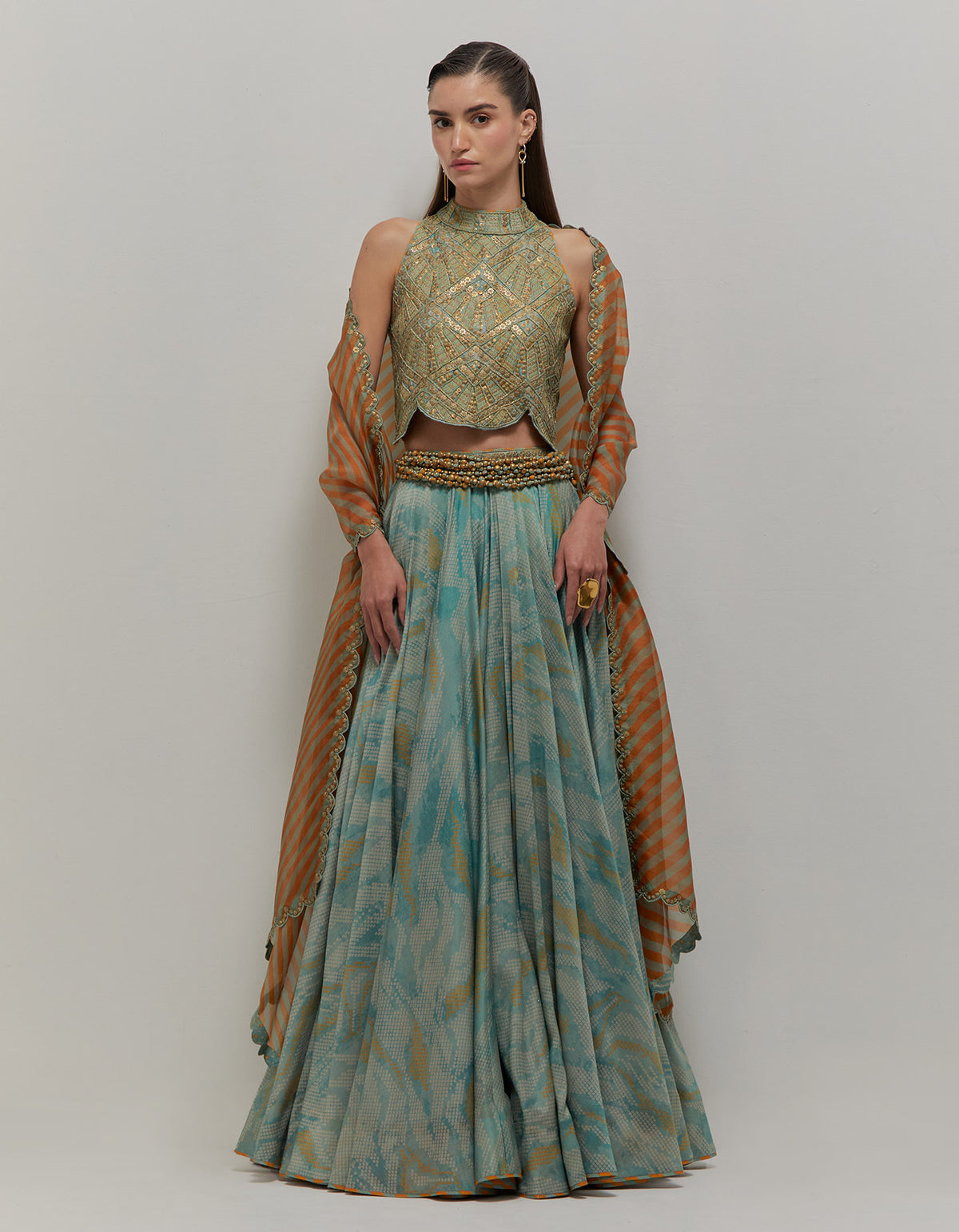 Artistic Scallop Top & Lehanga Set