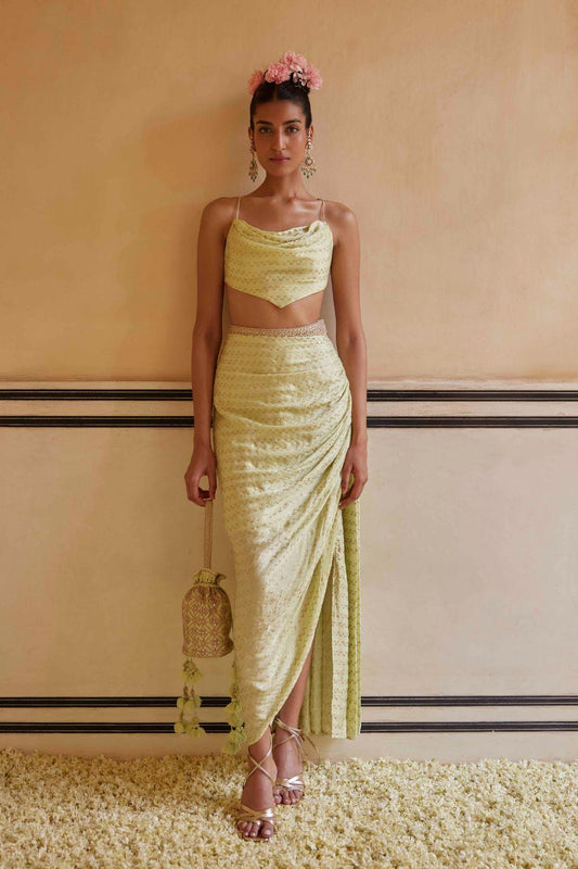 The Draped Skirt And Cowl Handkerchief Top Set