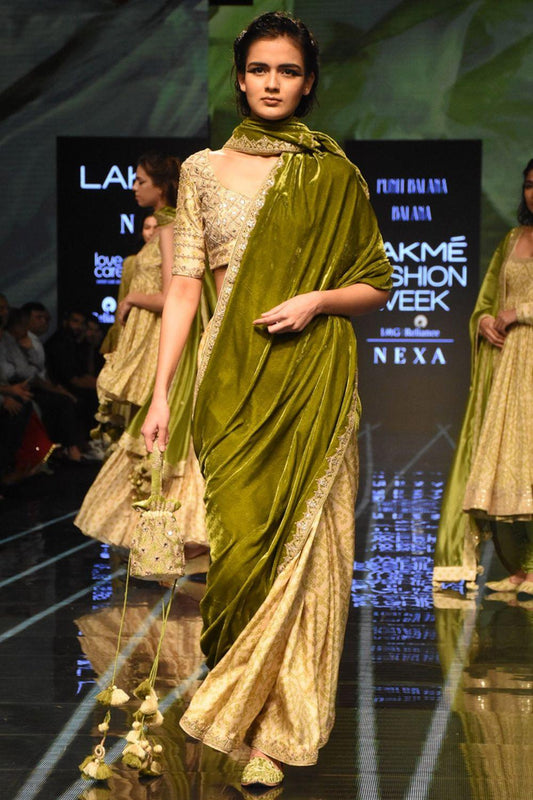 Henna Green Printed Saree Set