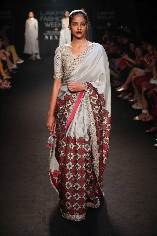 Printed Saree With Embroidered Blouse