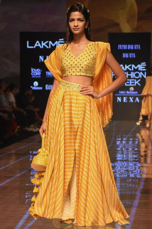 Mustard Yellow Embroidered Lehenga Set