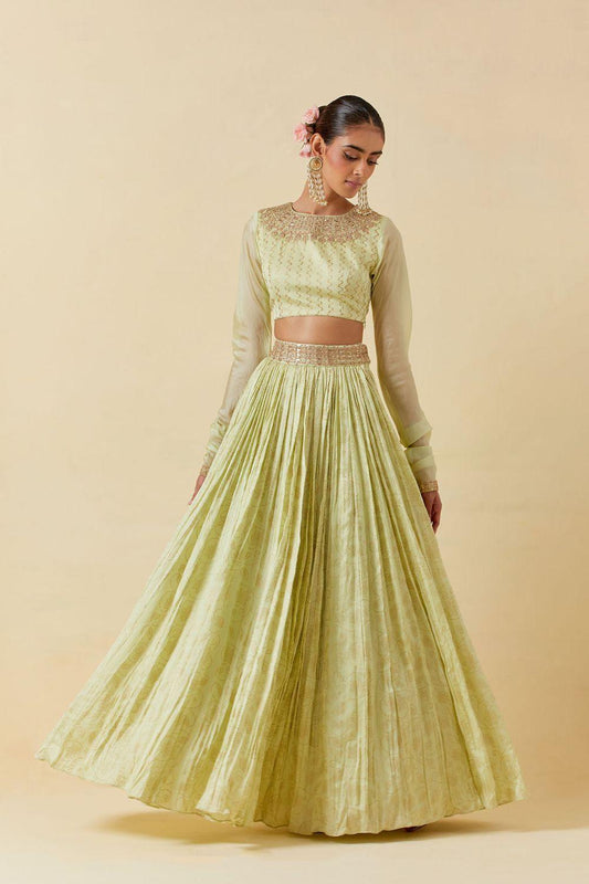 Mint Printed Top Paired With Skirt