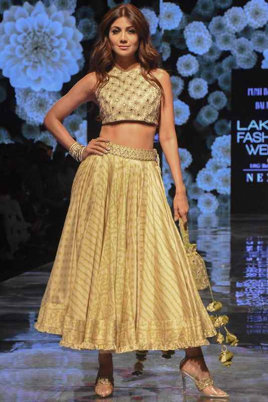 Mehendi Green Bandhani Lehenga Skirt With Embroidered Blouse