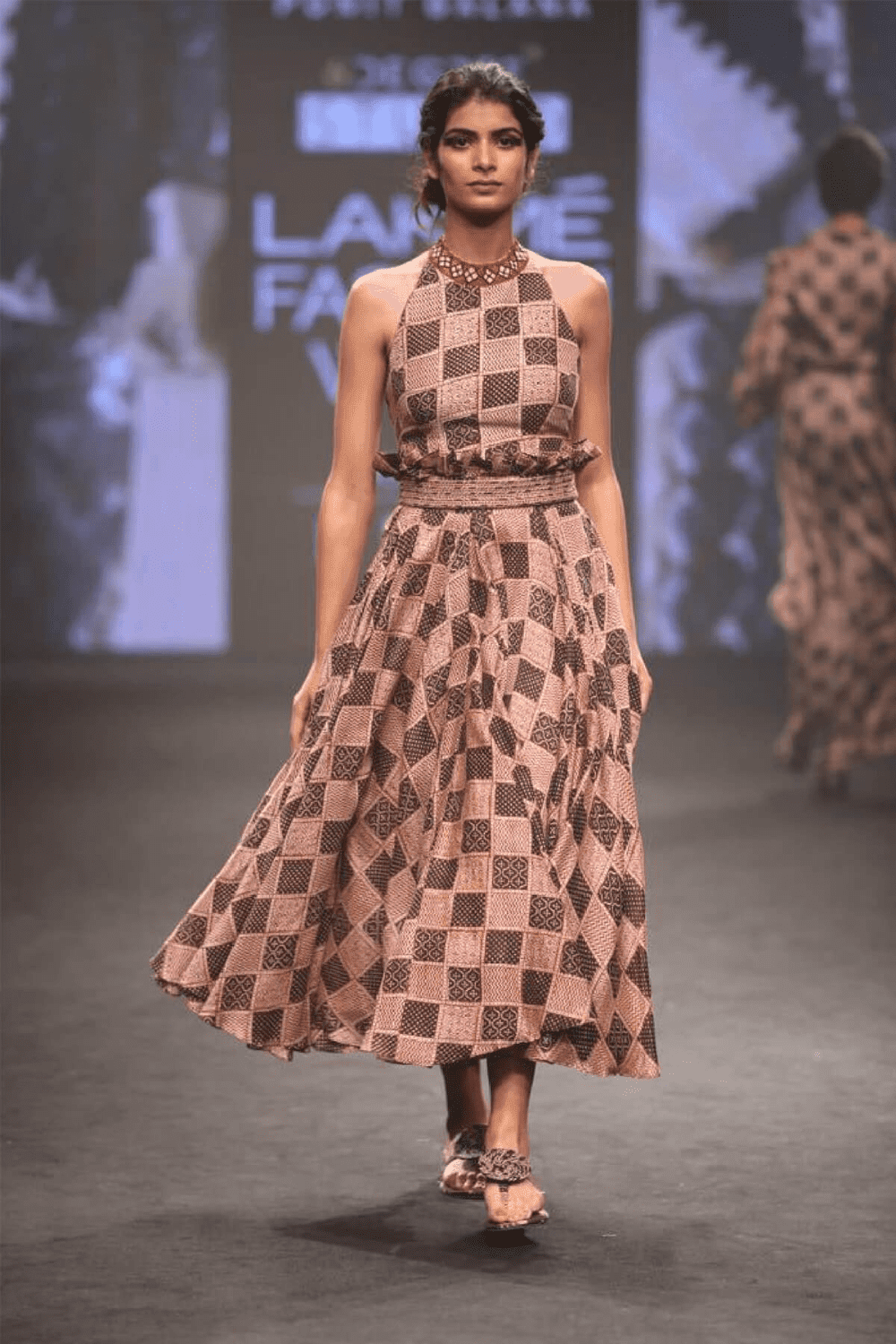 Printed Skirt With Halter Neck Top