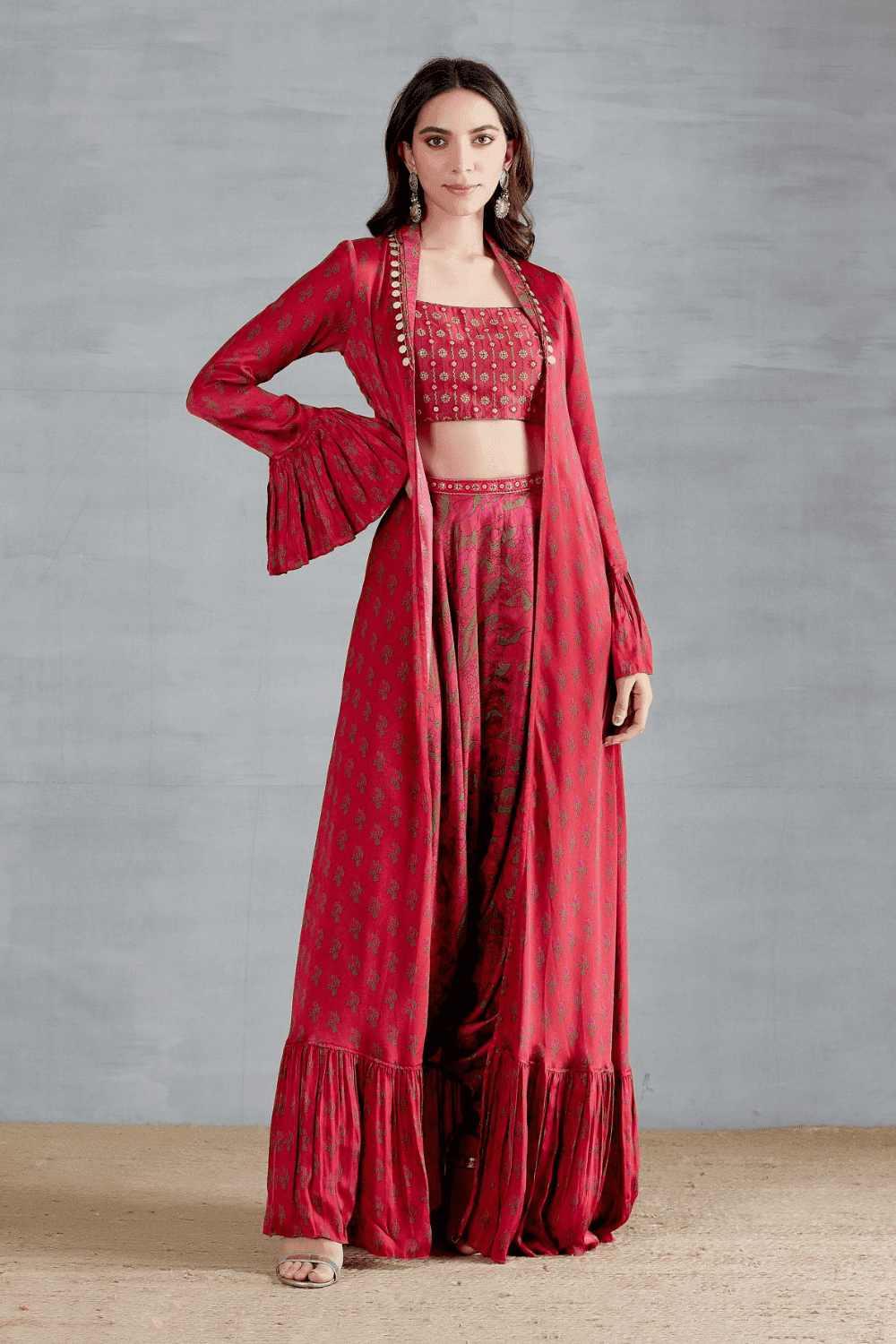 Resham Bralet Work With Cape N Dhoti Set