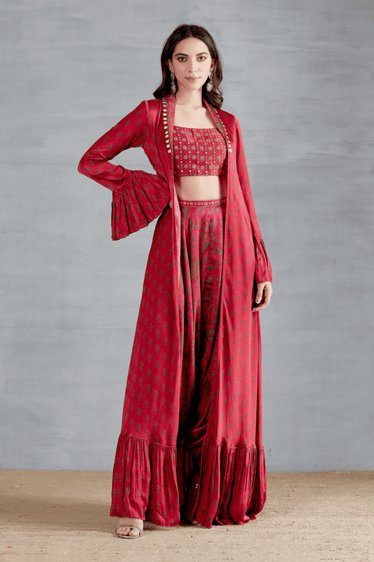 Resham Bralet Work With Cape N Dhoti Set