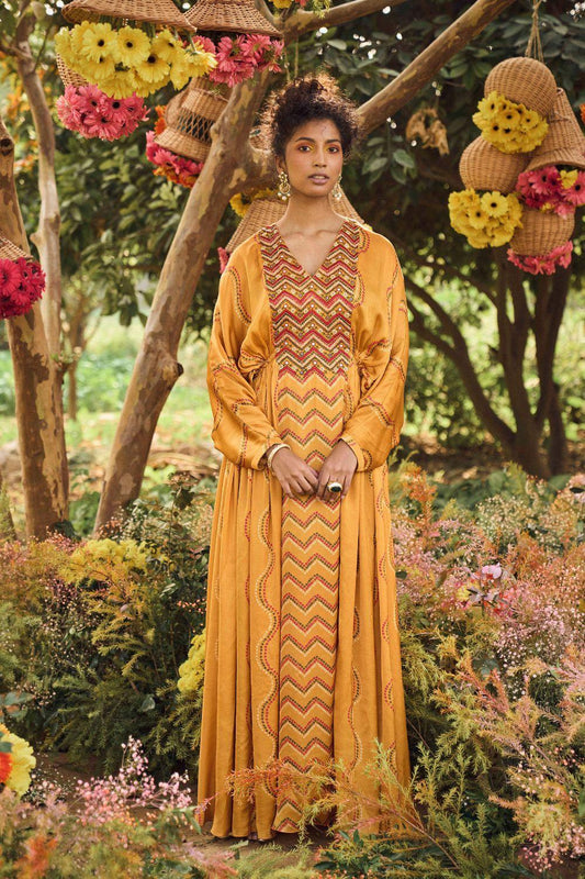 Mustard Printed Dress