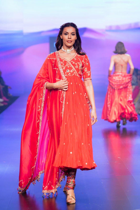 Surkh Laal Hand Embroidered Angrakha Set