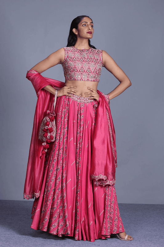 Heavy Blouse With Printed Skirt And Dupatta