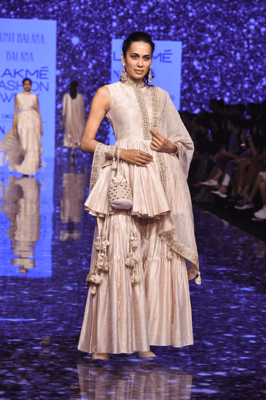 Pink Kedia Top With Hand Embroidery Teamed With Sharara & Dupatta