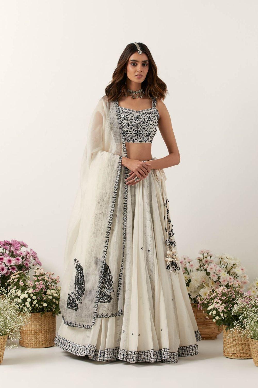 Ivory Mirror & Resham  Lehenga  Set