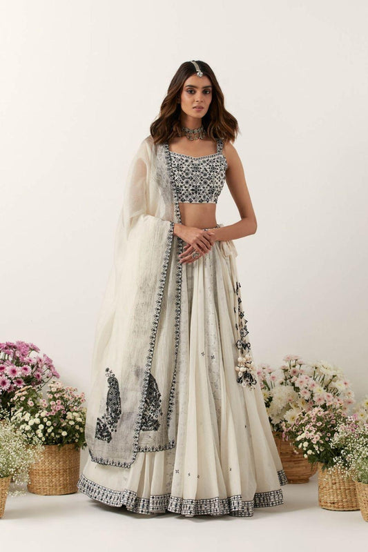 Ivory Mirror & Resham  Lehenga  Set
