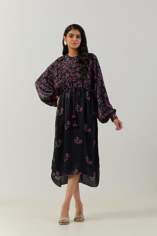 Black Printed String Tunic