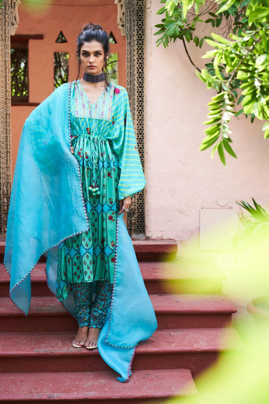Turquoise String Tunic Set