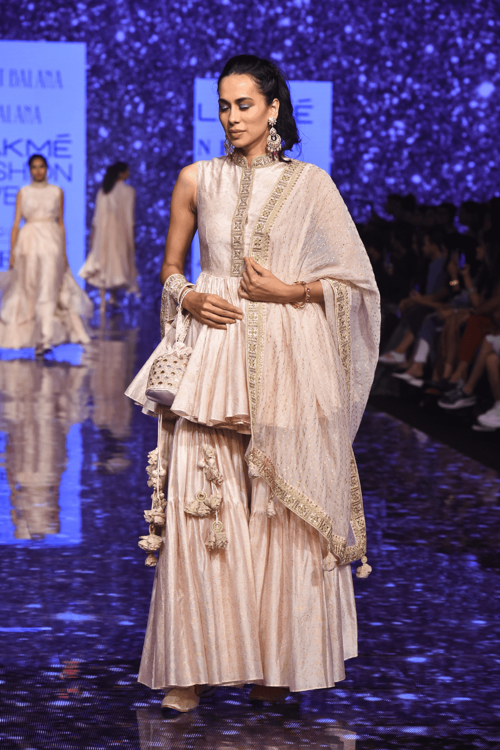Pink Kedia Top With Hand Embroidery Teamed With Sharara & Dupatta