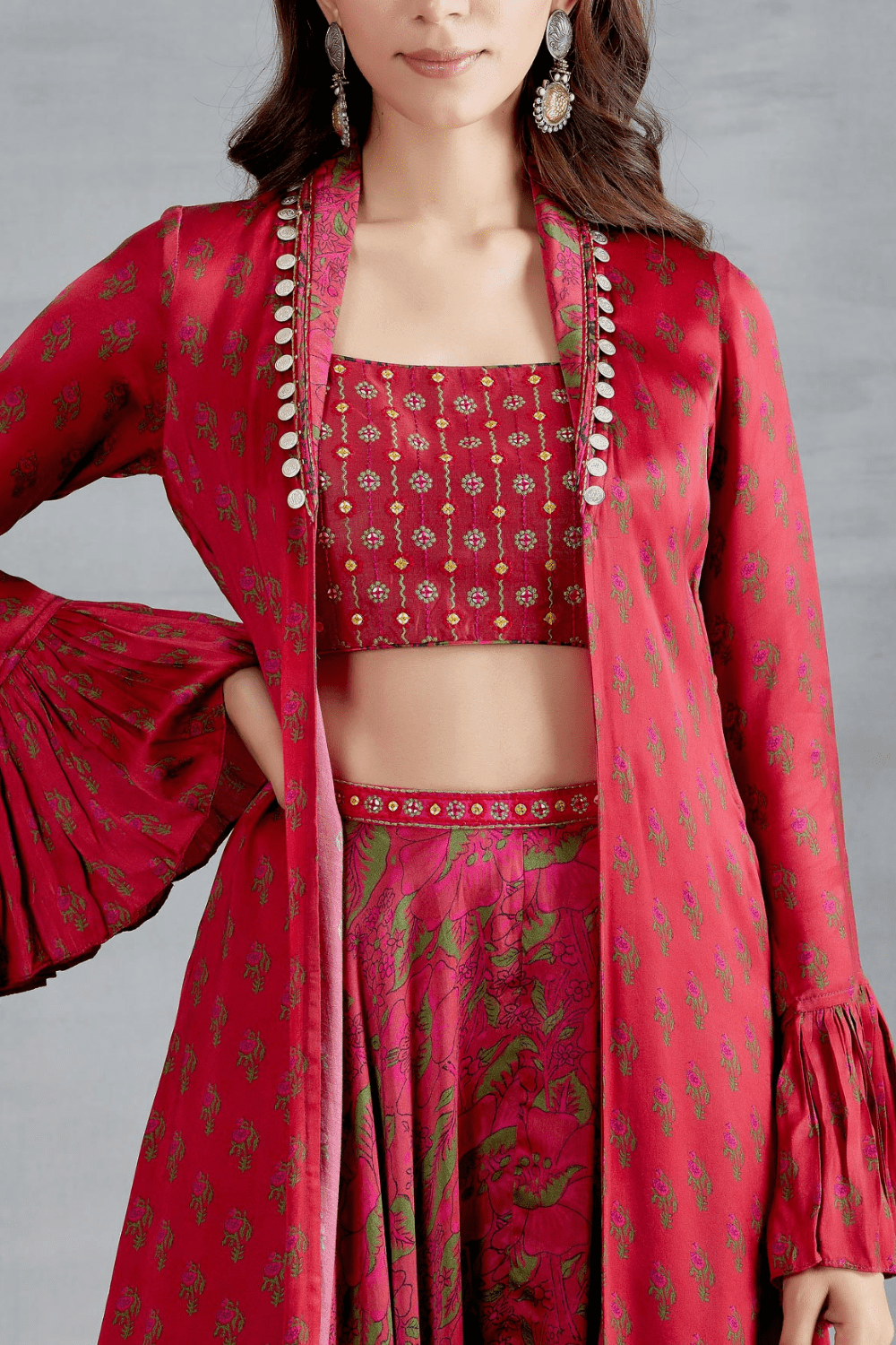 Resham Bralet Work With Cape N Dhoti Set