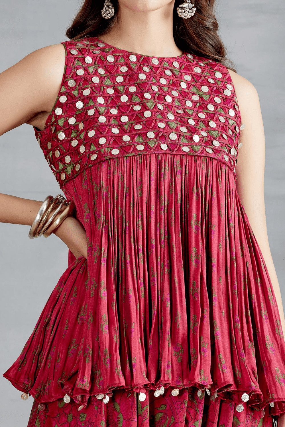 Resham Coin Yoke Peplum With Dhoti Pant