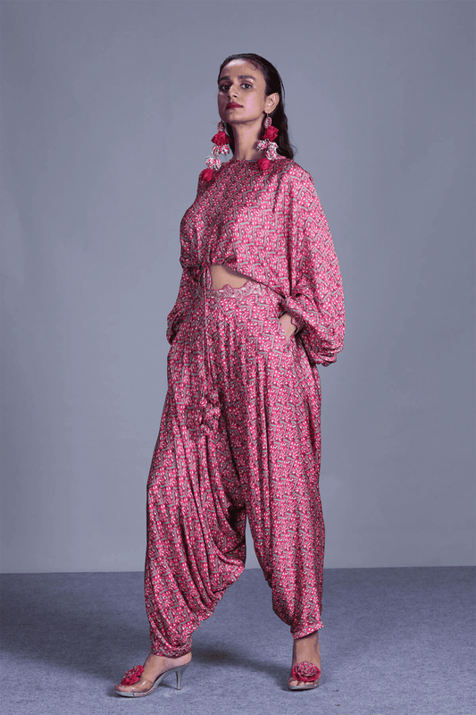 Loose String Top With Cowl Pant