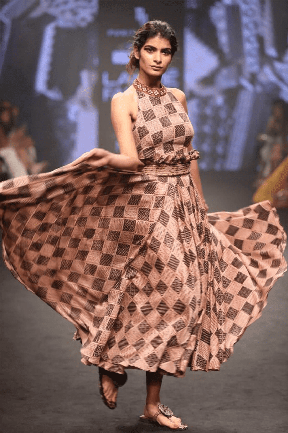 Printed Skirt With Halter Neck Top