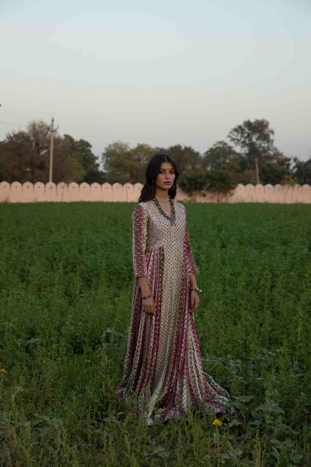 Resham Work Long Kurti With Pants
