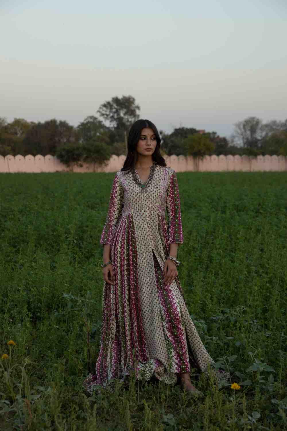 Resham Work Long Kurti With Pants