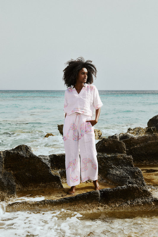 Brush Stroke Linen Pants