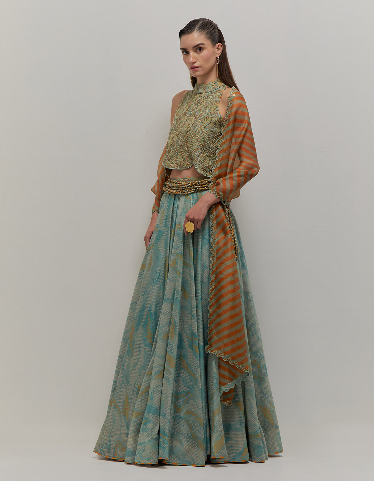 Artistic Scallop Top & Lehanga Set