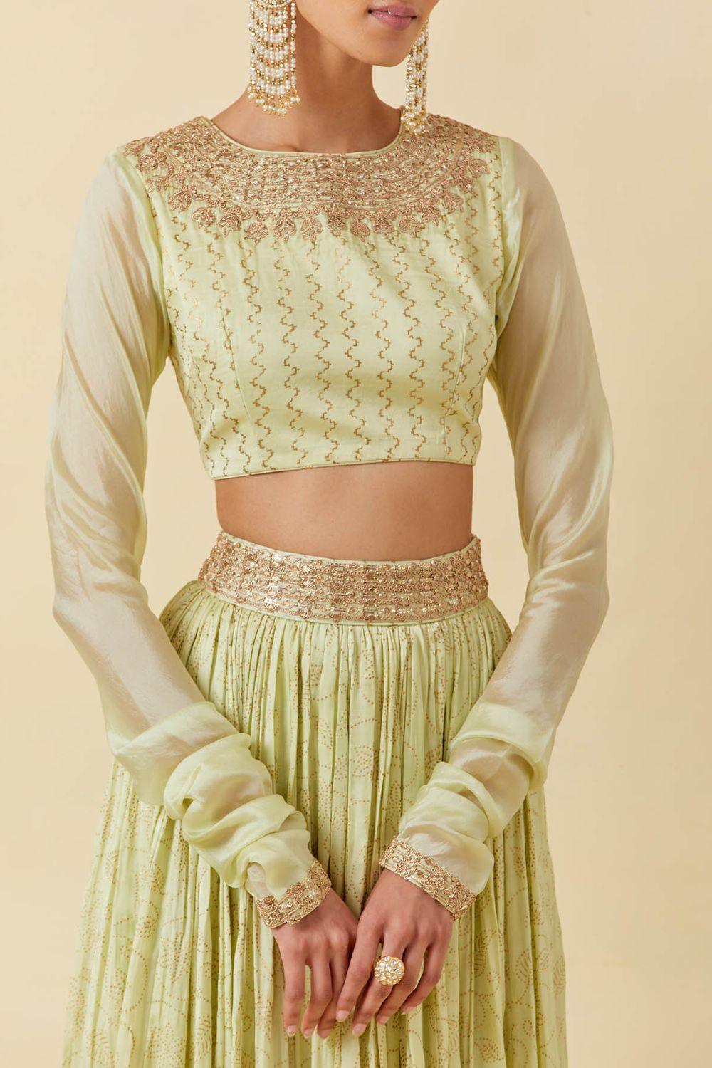 Mint Printed Top Paired With Skirt