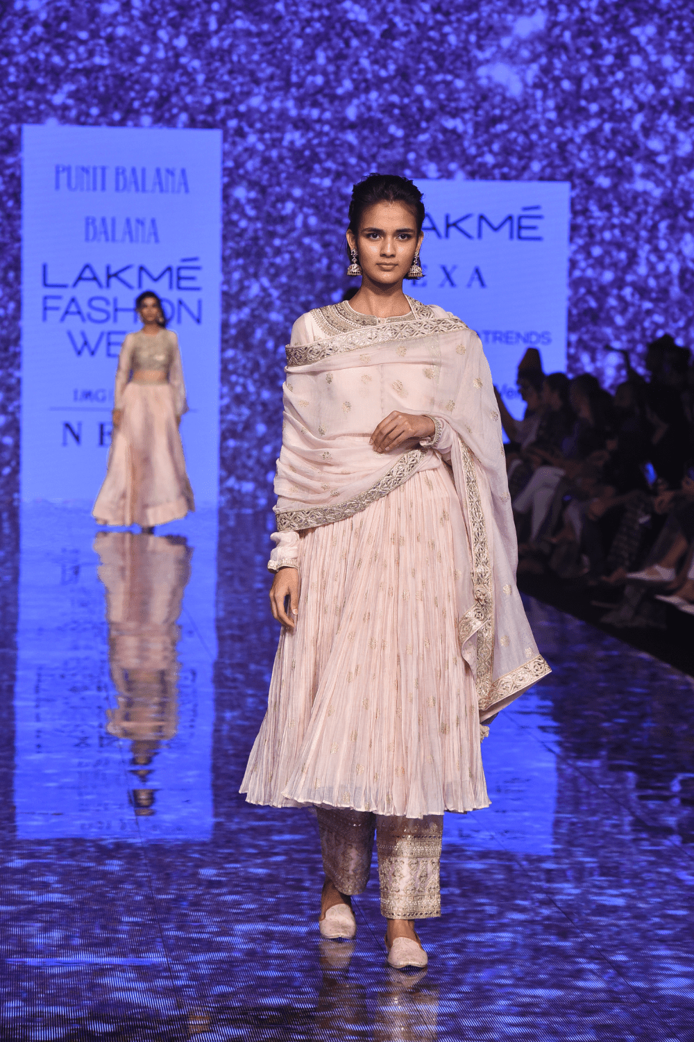 Pink O'Neck Anarkali With Heavy Pants & Marodi Gota Border Dupatta