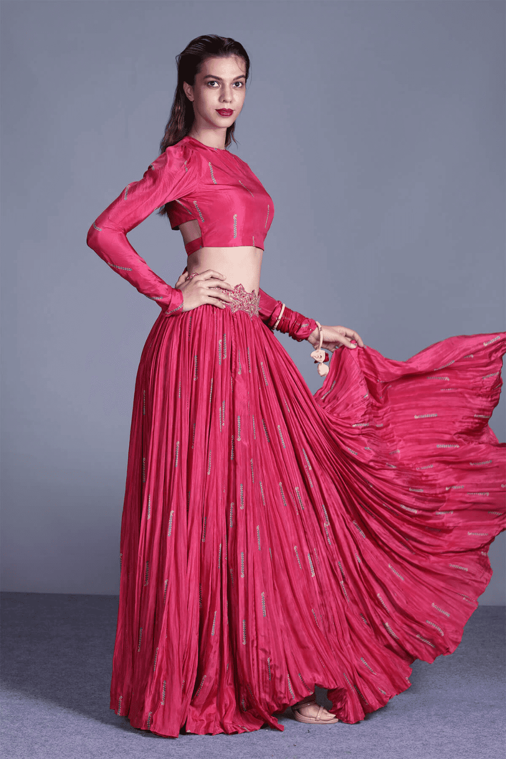 Rapture Rose Top With Crushed Skirt
