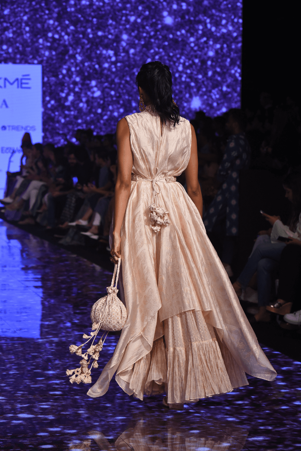 Pink Organza Silk Asymmetric Dress With Sharara & Belt