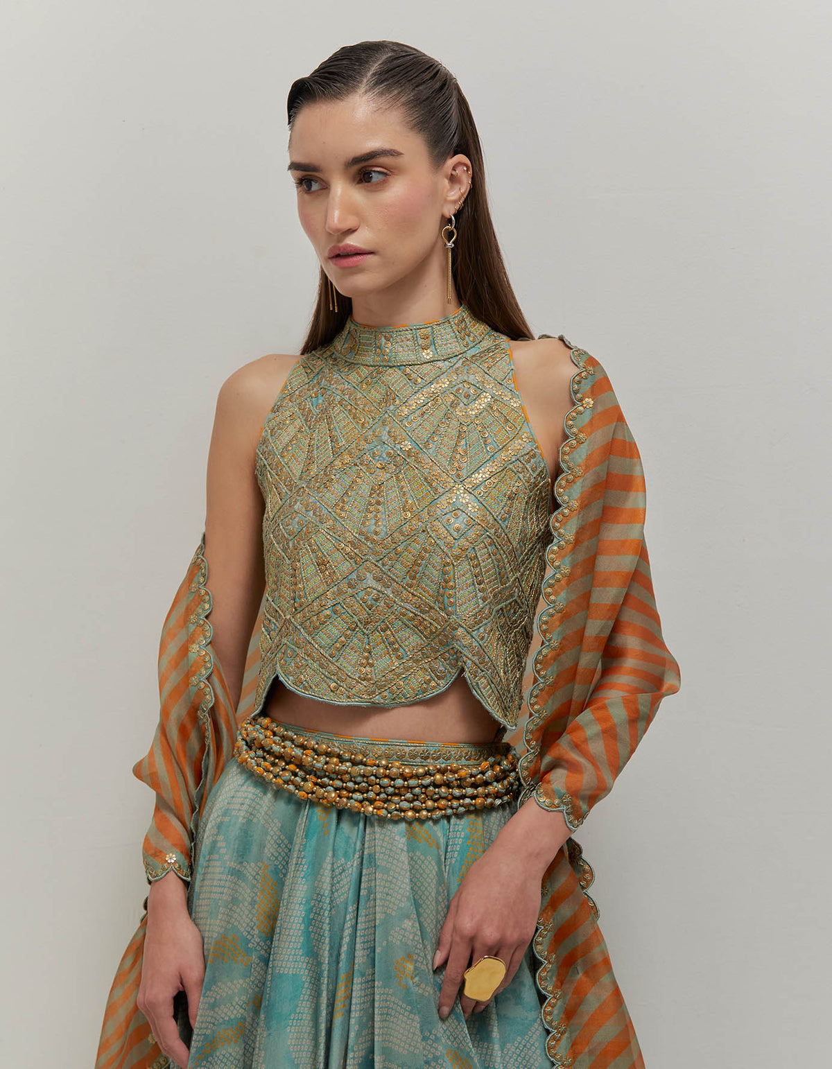Artistic Scallop Top & Lehanga Set