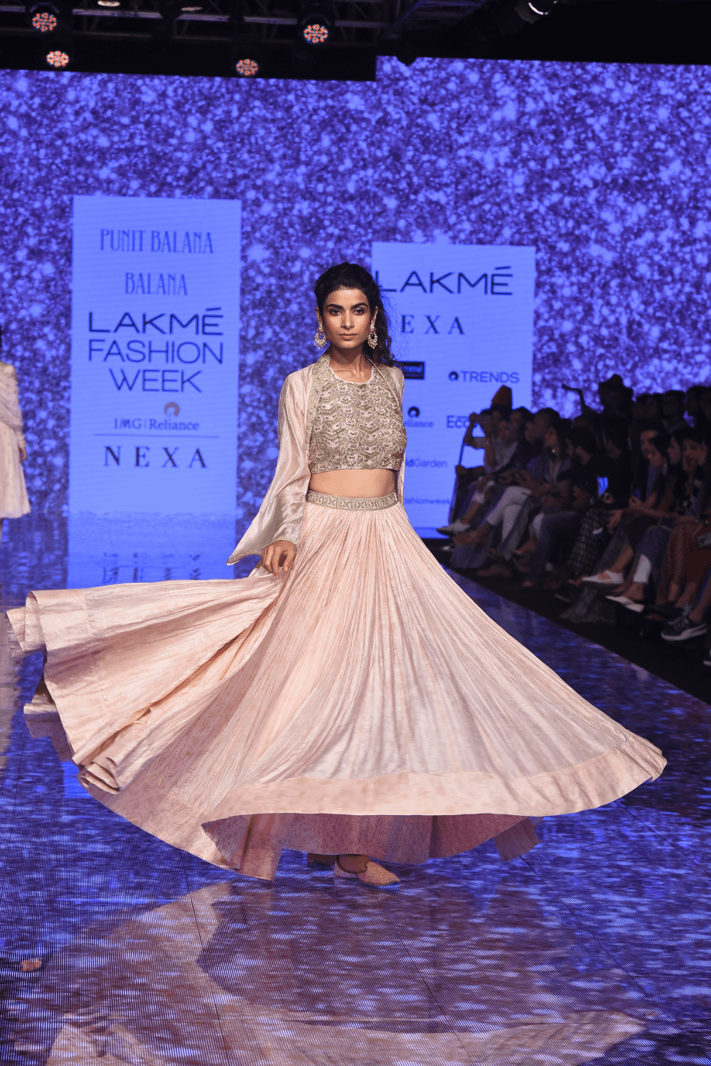 Pink Organza Cape With Skirt And Heavy Work Top