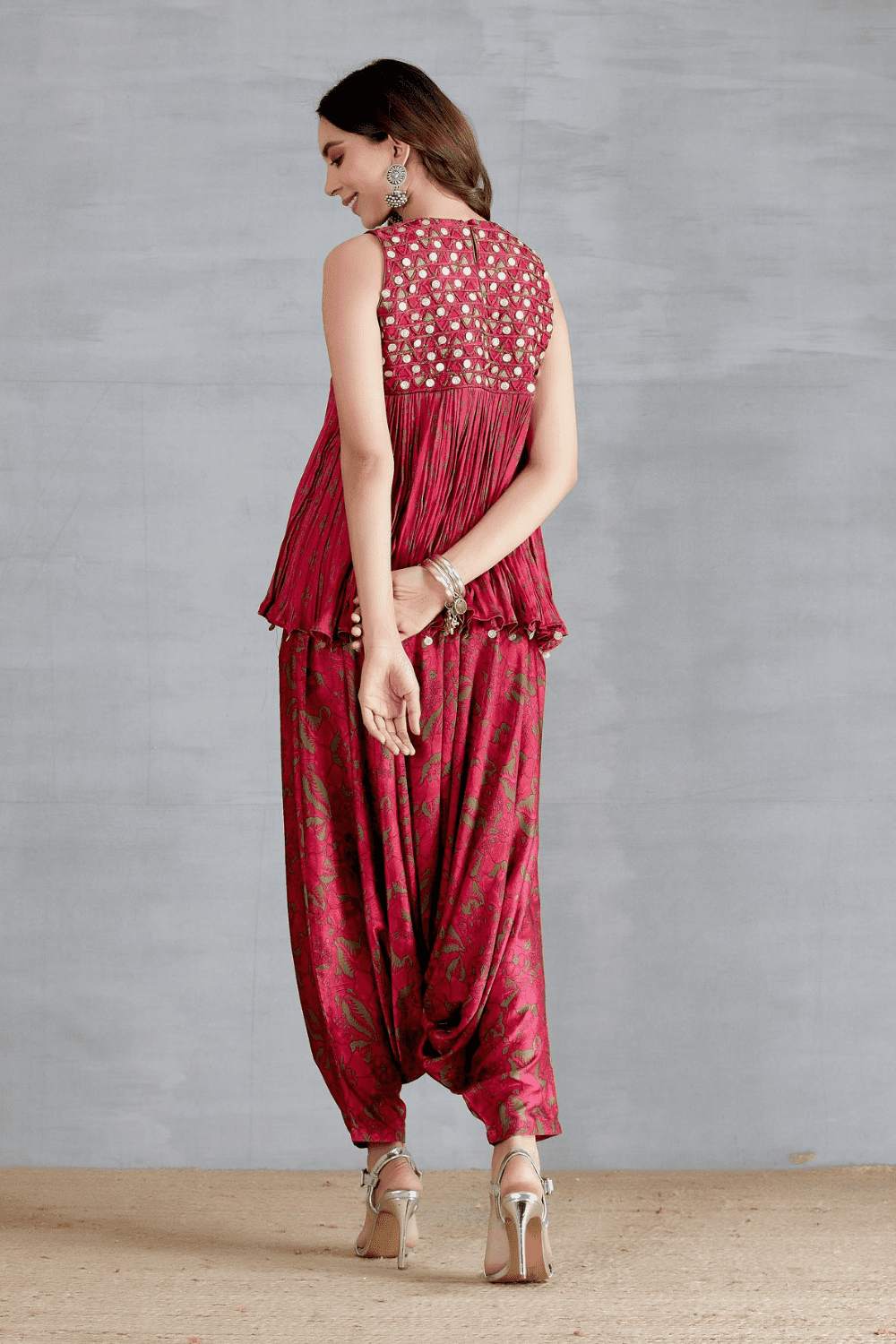 Resham Coin Yoke Peplum With Dhoti Pant