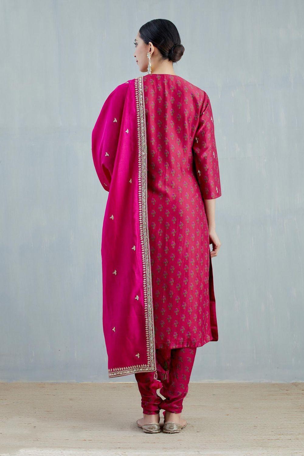 Cherry Red Silk Chanderi Kurta Set