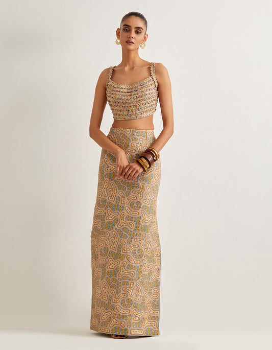 Buttercup Printed Crop Top Skirt Set