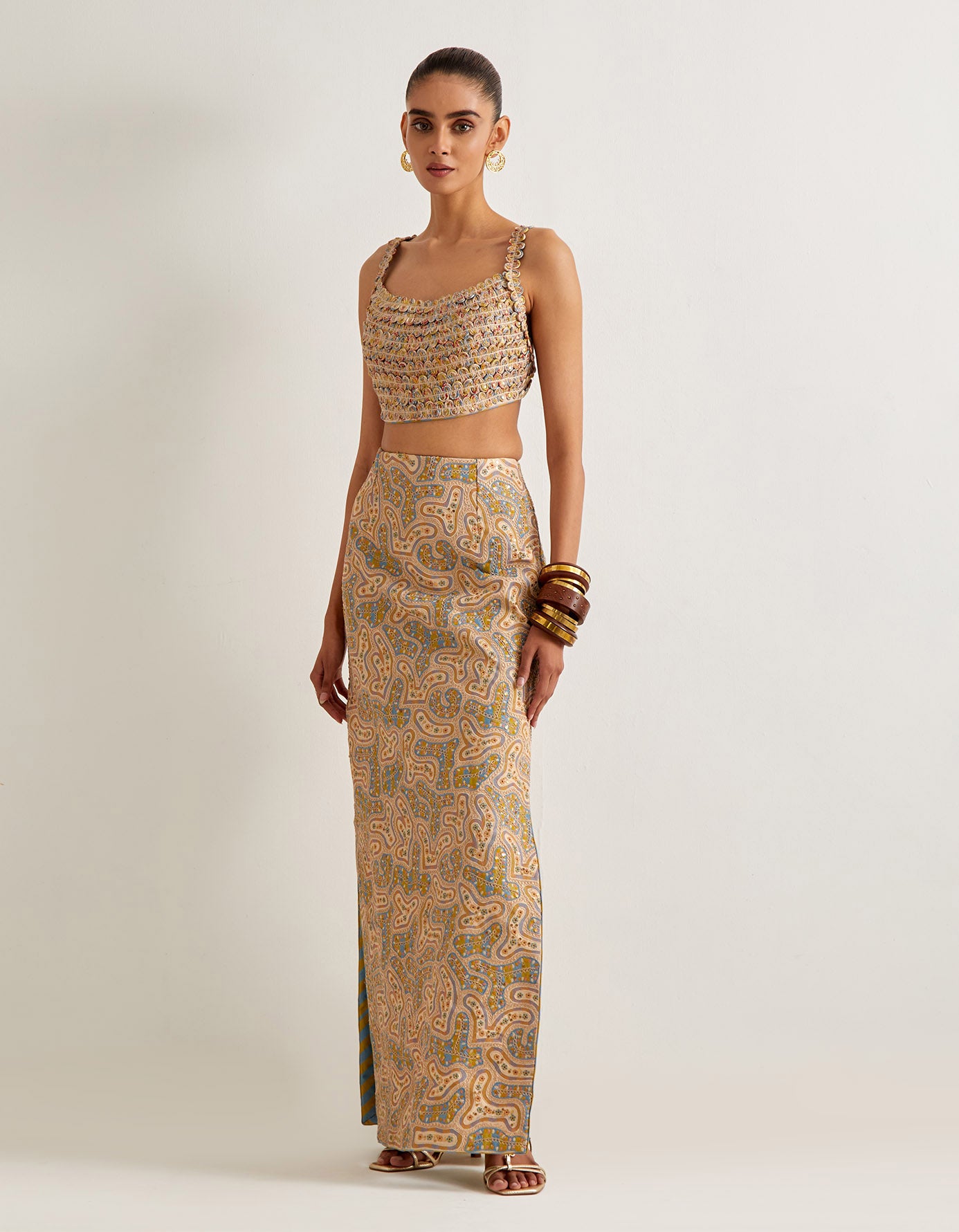 Buttercup Printed Crop Top Skirt Set