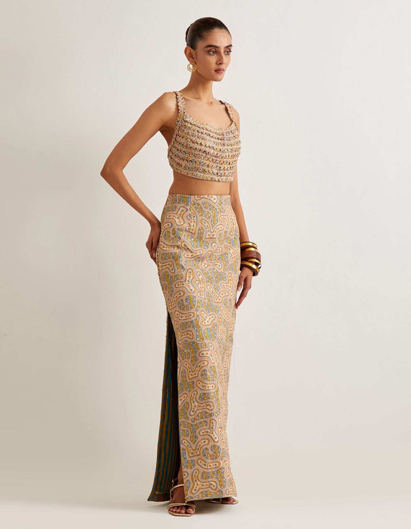 Buttercup Printed Crop Top Skirt Set