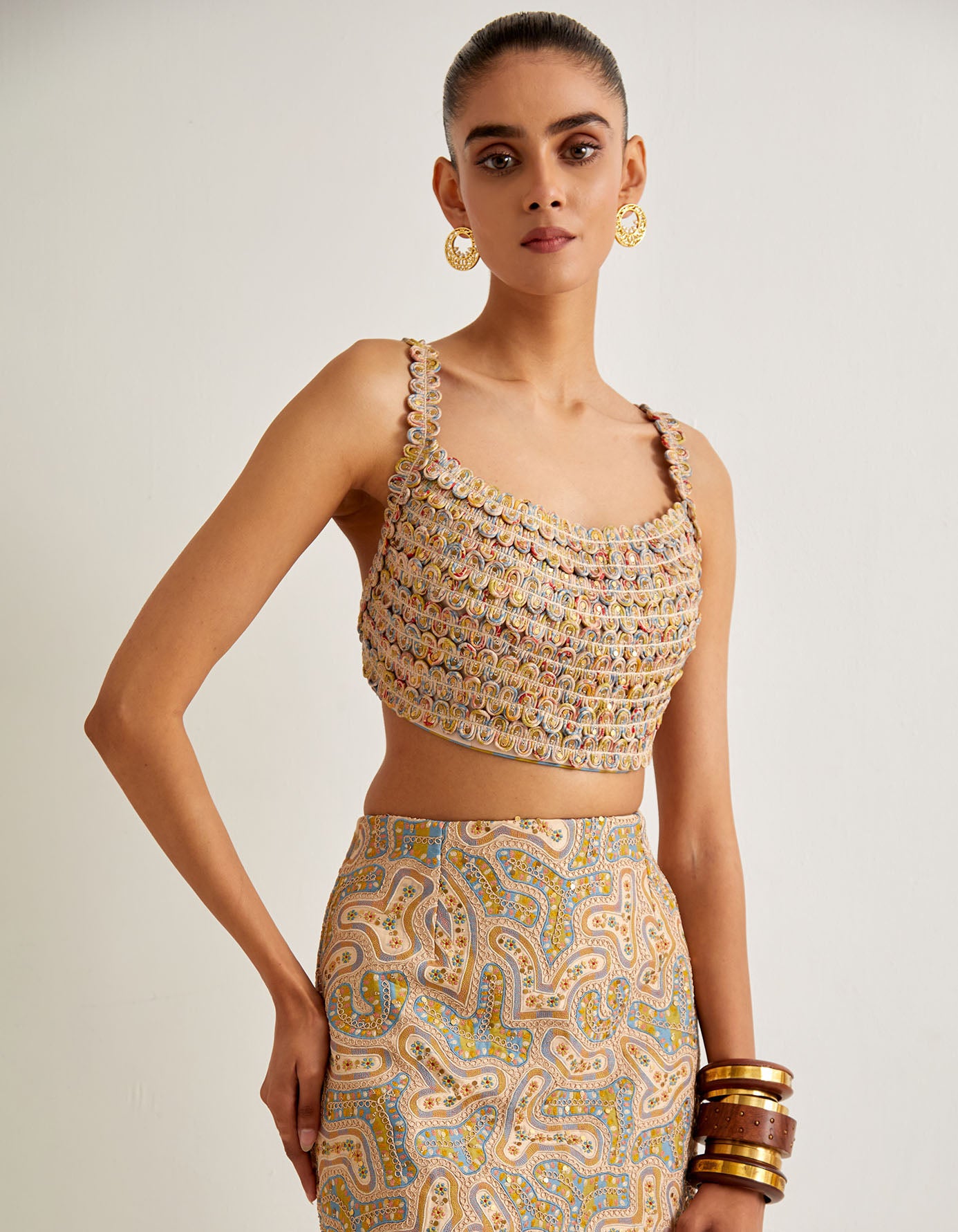 Buttercup Printed Crop Top Skirt Set
