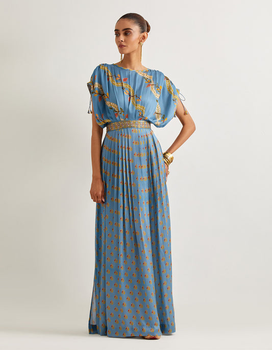 Mist Blue Waistbelt Dress