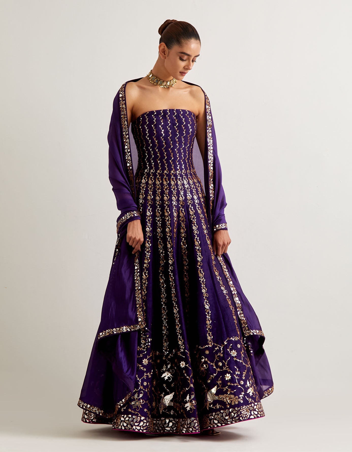 Baingani Off Shoulder Anarkali