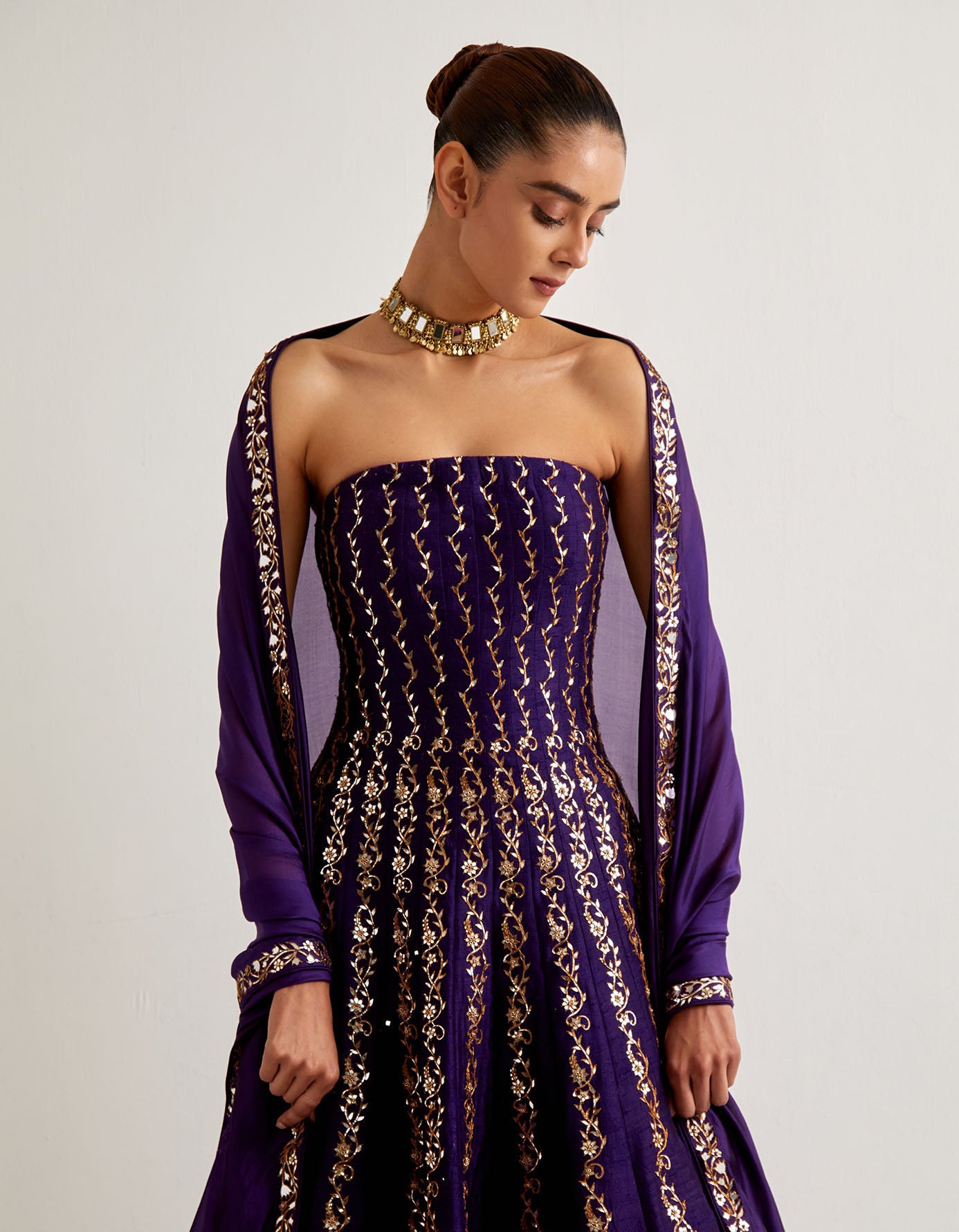 Baingani Off Shoulder Anarkali