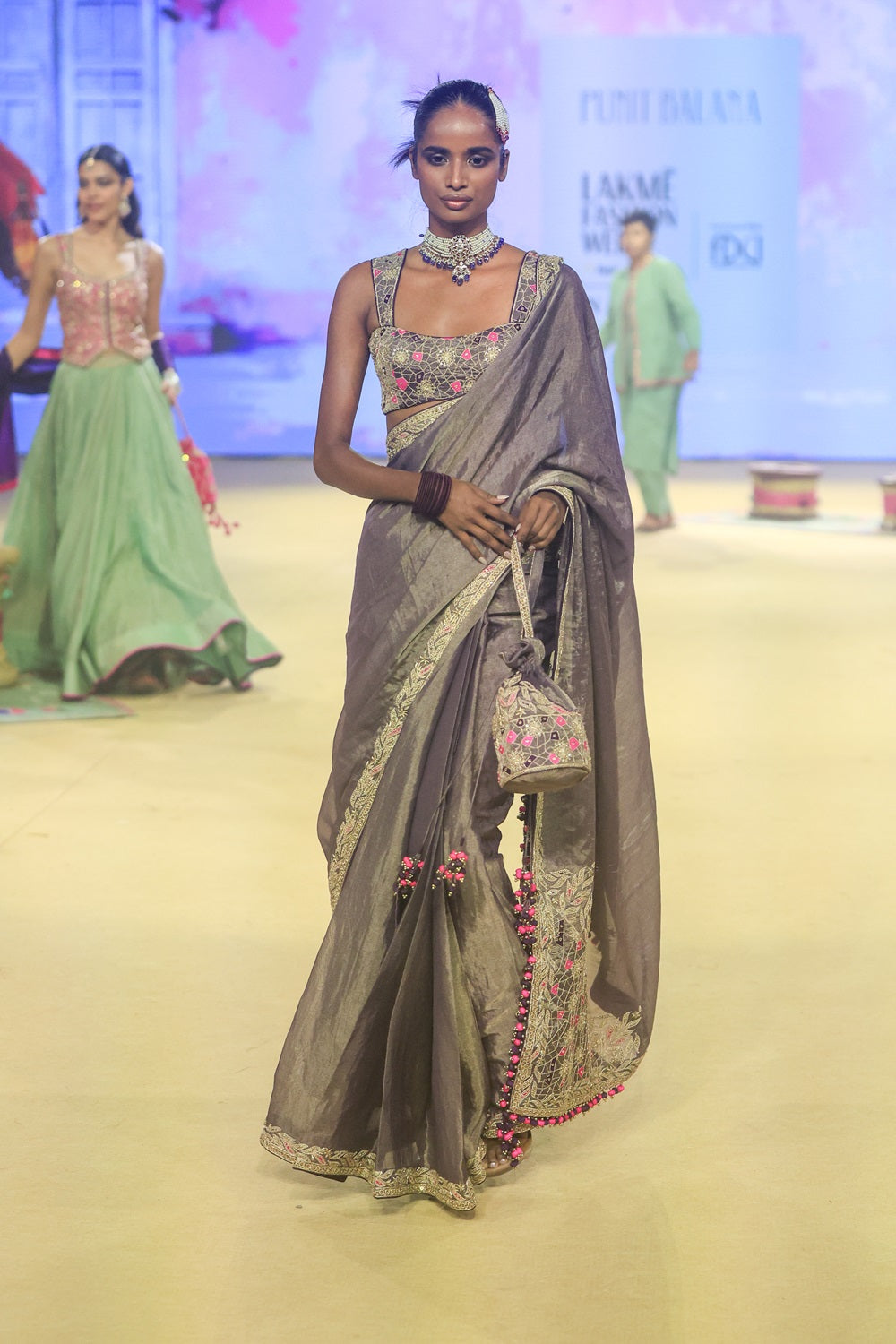 Mettalic Tissue Saree