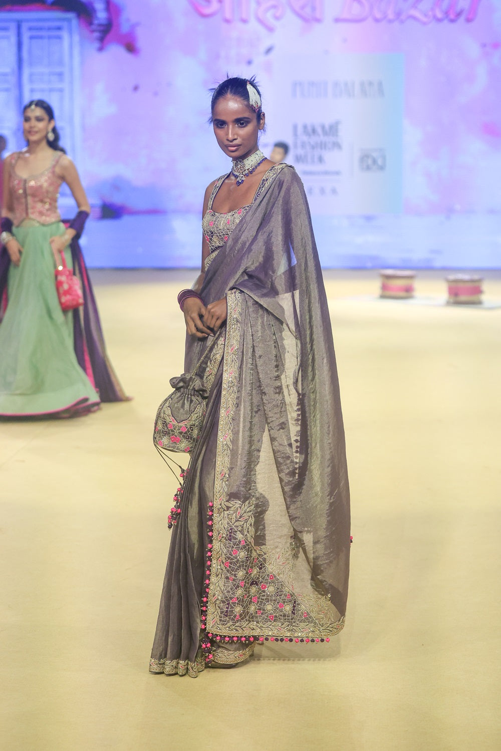 Mettalic Tissue Saree