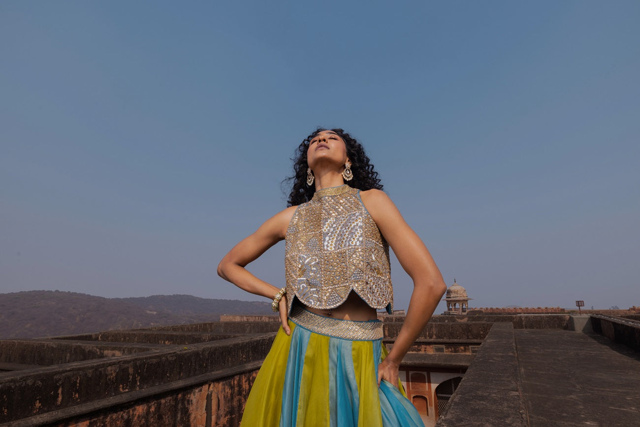 Artistic Scallop top and skirt