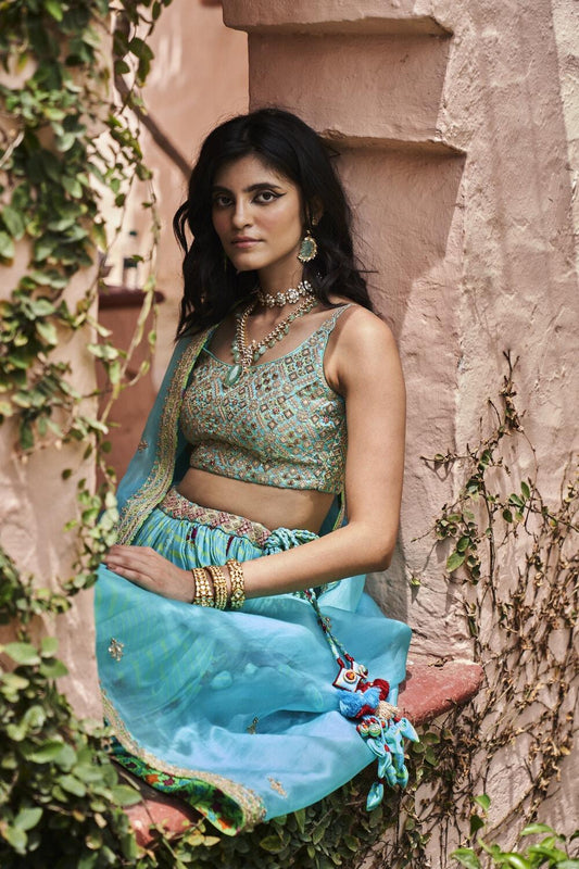 Turquoise  Lehenga Set